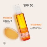 Dual Defense Bi-Phasic SPF30 | Monderme - Exclusive Beauty Brands This lightweight and eco-friendly sunscreen shields your skin from harmful UVA, UVB, and Blue Light, while Tyrosine and Vitamin B2 enhance your natural tanning process. Ideal for daily outdoor use. It respects marine life and absorbs quickly without feeling greasy.